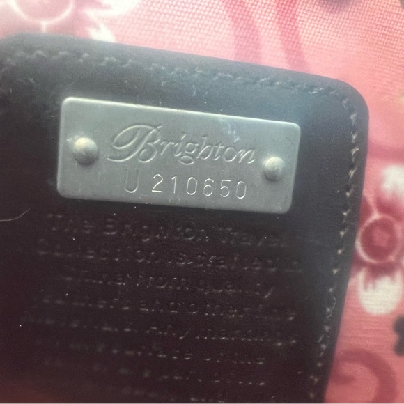 Brighton Pink & Brown Cherry Rose Large Beauty Case Satchel U210650 EUC - Picture 8 of 12